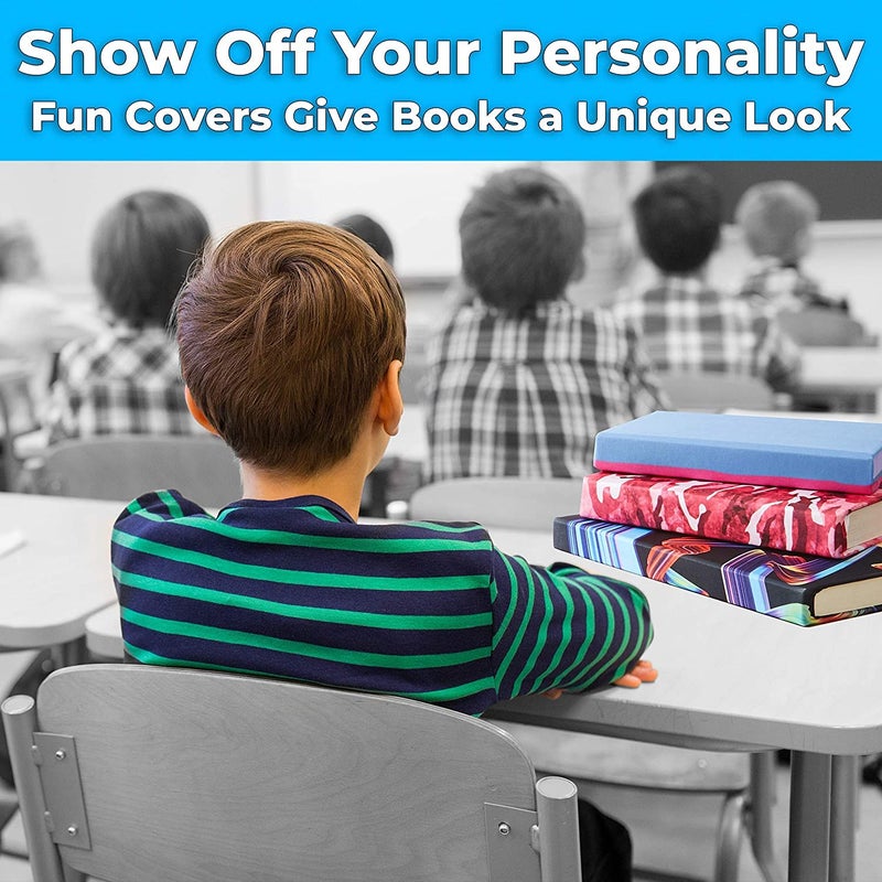 Book Sox Stretchable Book Cover: Jumbo Solid Green. Fits Most Hardcover Textbooks up to 9" x 11". Adhesive-Free, Nylon Fabric School Book Protector. Easy to Put On. Washable & Reusable Jacket. - Image 3